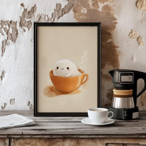 Cute Ghost Coffee Bar Boos Brew Print Halloween Wall Art Halloween Coffee Decor Ghost Mug Art