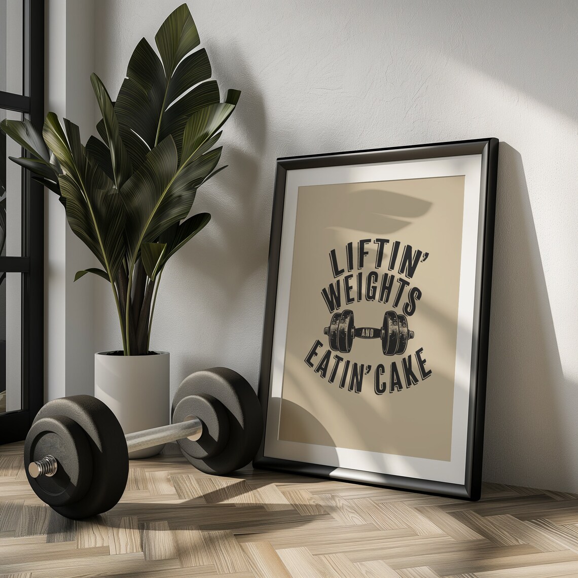 Lifting Weights and Eating Cake Funny Gym Print - Image 2