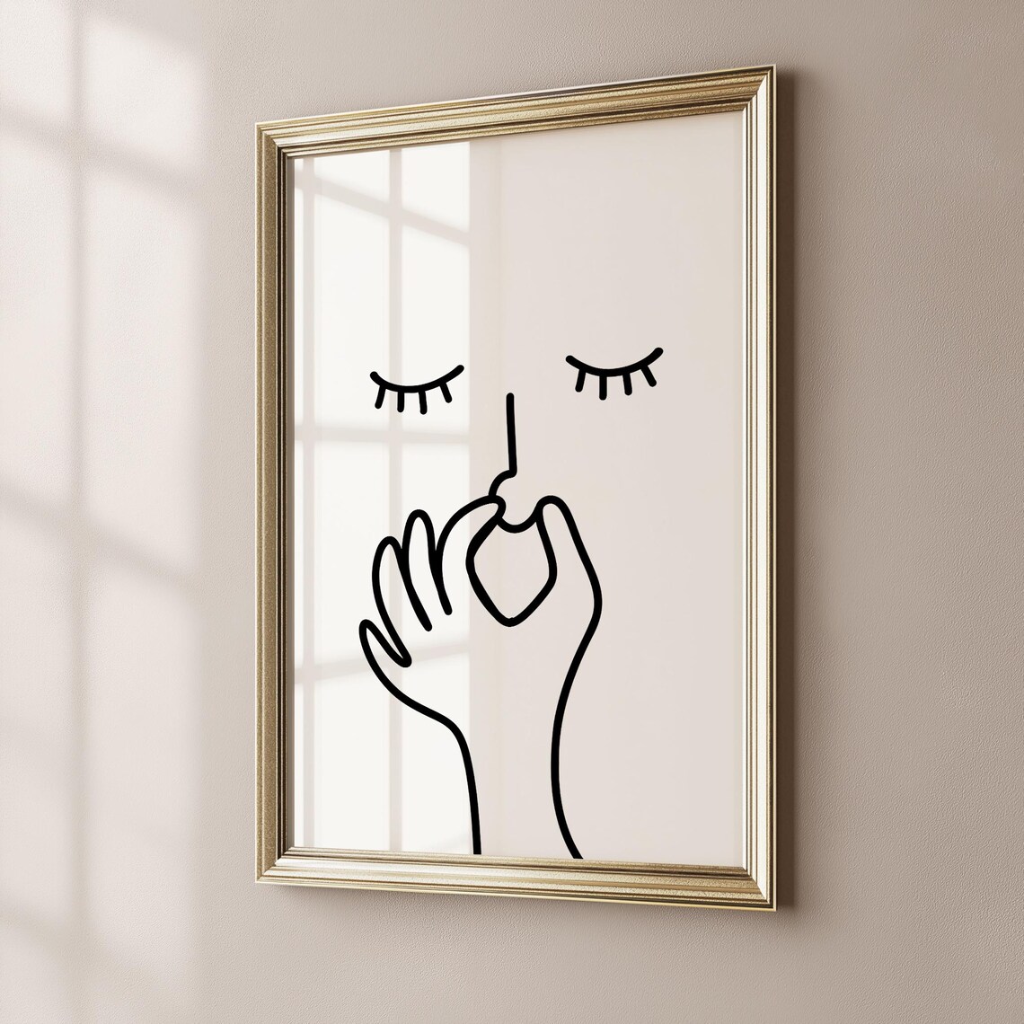 Hand Drawn Plugging Nose Bathroom Humorous Wall Art