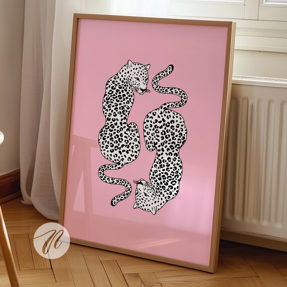 Light Pink Cheetah Print Trendy Wall Art Poster Apartment Decor Preppy Room College Dorm