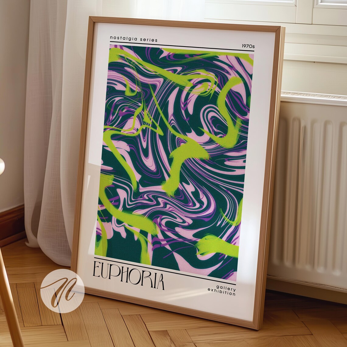Euphoria Nostalgia Series 1970s Marbled Abstract Exhibition Poster