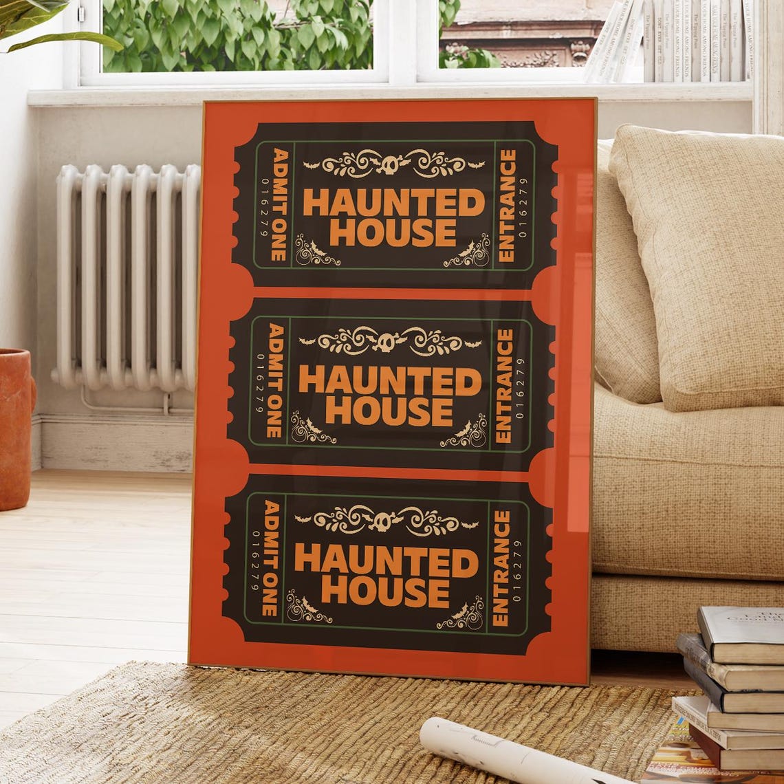 Haunted House Ticket Print Wall Art Scary Spooky Dark Academia Decor Poster Trendy Retro Gothic Halloween Printables