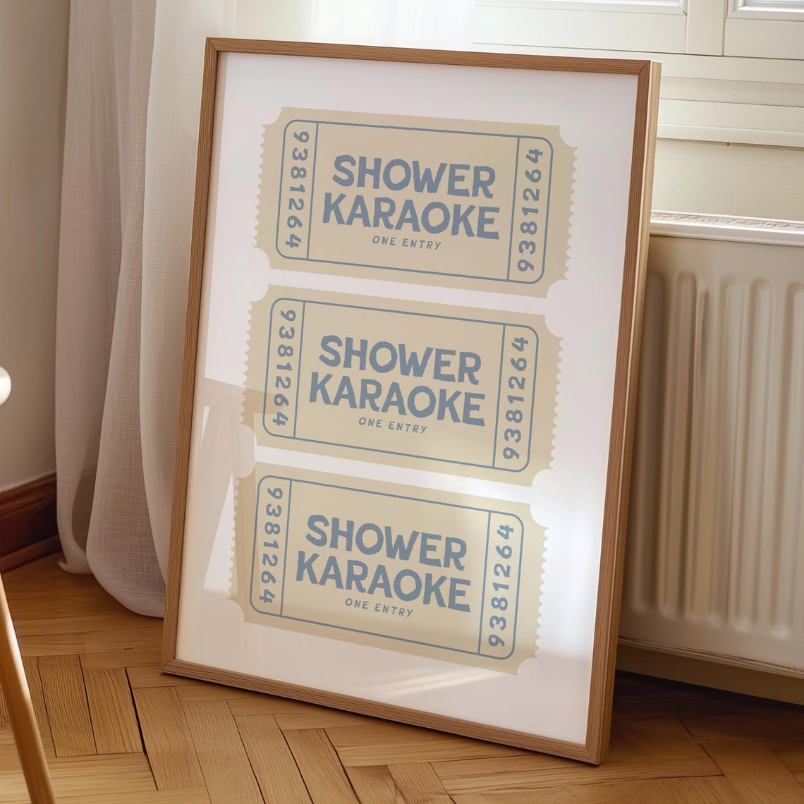 Shower Karaoke Vintage Ticket Stub Funny Bathroom Wall Poster