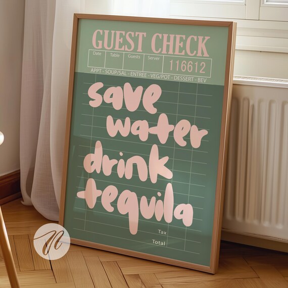 Guest Check Prints, Retro Bar Cart Art Print
