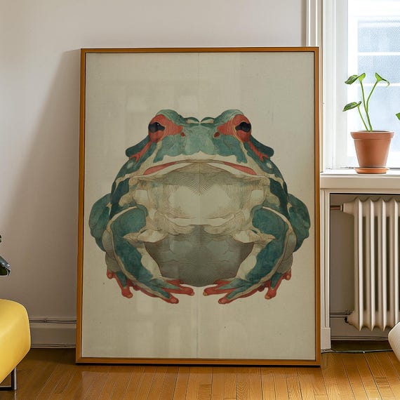 Japandi Toad Wall Art Wabi Sabi Frog Poster Bold Minimal Animal Print Modern Natural Decor For Style Home No 109