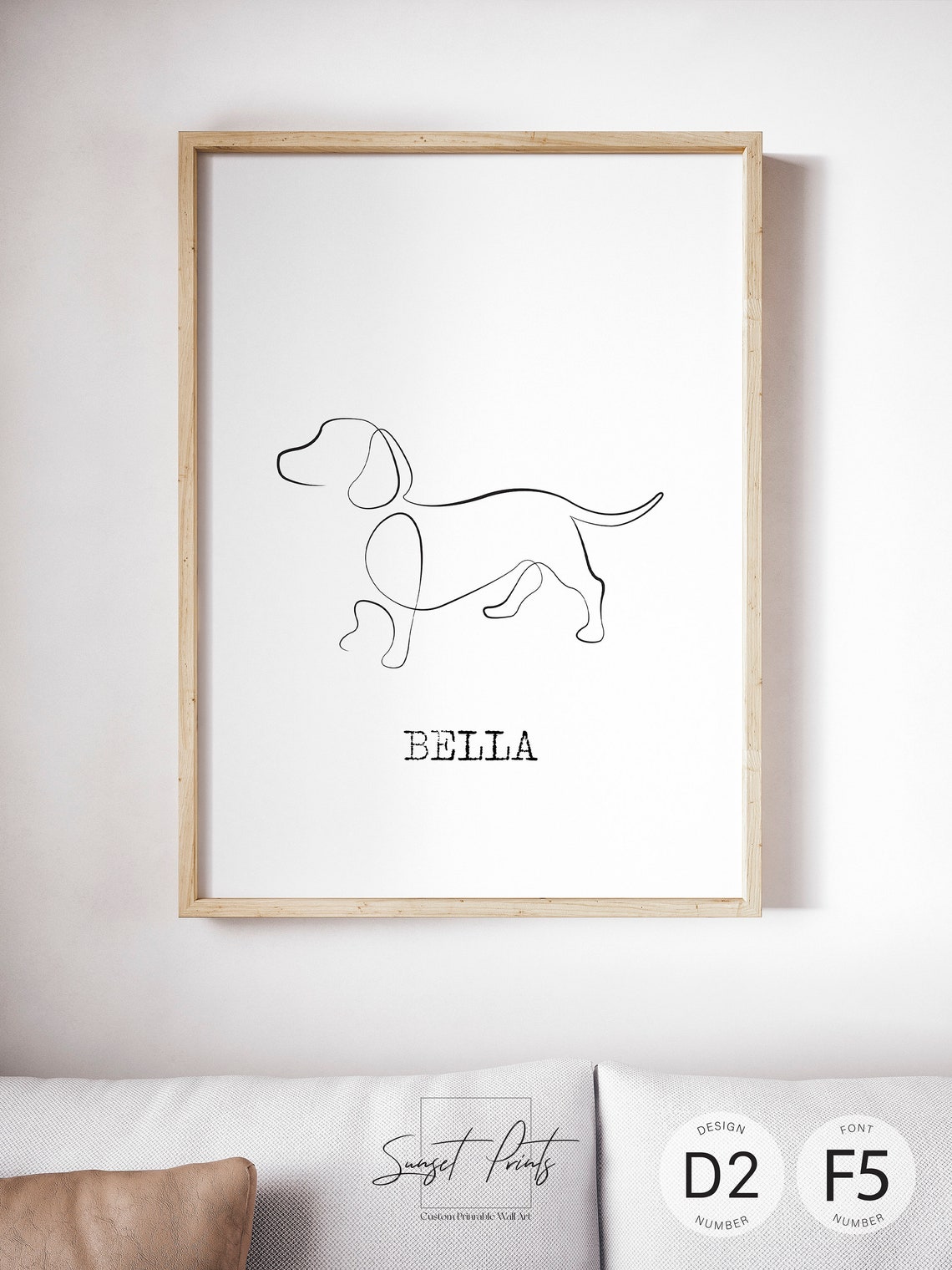 Dachshund One Line Drawing Custom Dog Name Personalized Pet Art Poster - Image 5