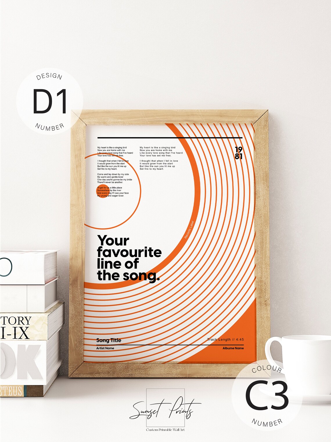 Vinyl Record Song Lyrics Art Print, Personalized Music Gift - Image 3