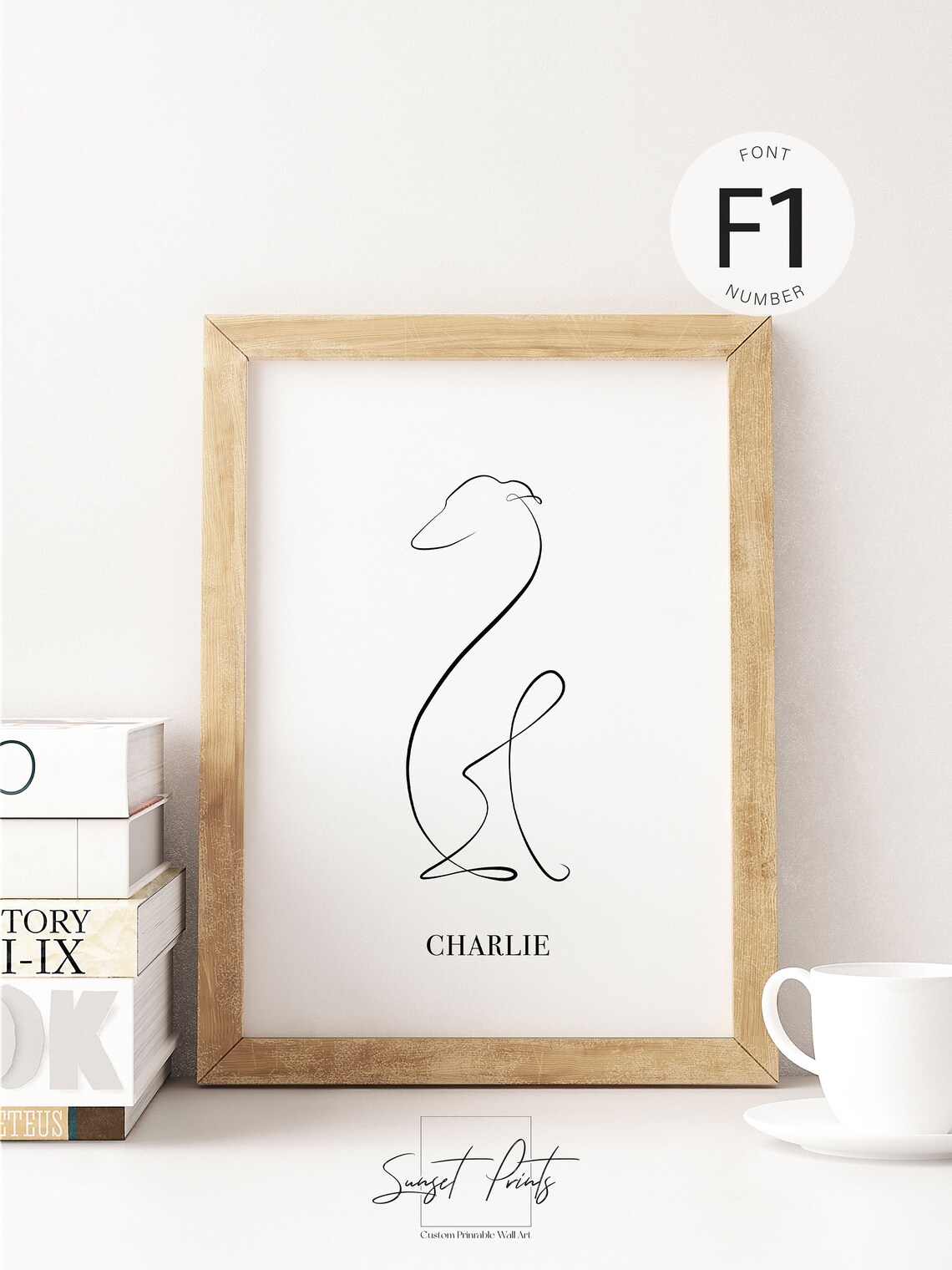 Greyhound Customizable Line Art Poster, Dog Lover - Image 5