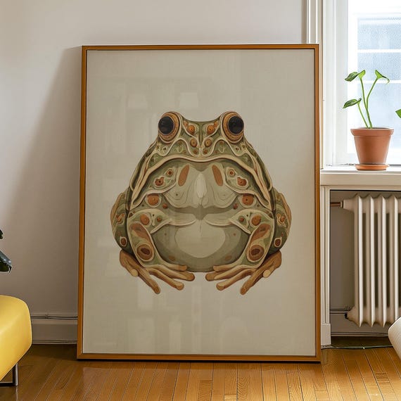 Japandi Toad Art Printminimalist Frog Poster Wabi Sabi Animal Wall Decor Neutral Nature Style Calm Home No 111