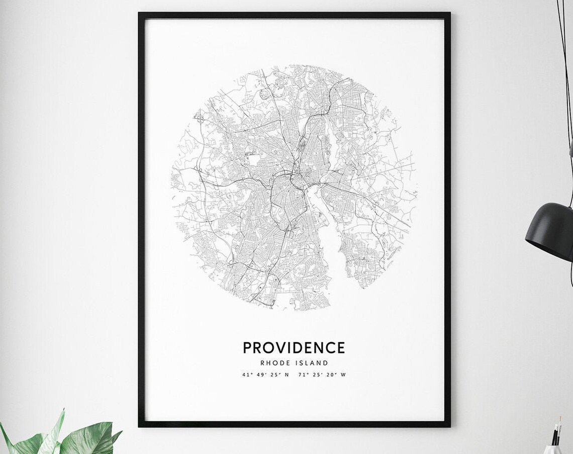 Providence Map Print, Rhode Island Modern Poster