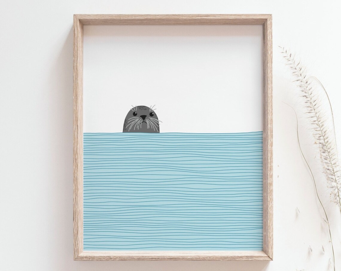 Seal Print, Sea Horse Peeking Out Of Water Poster - Image 2