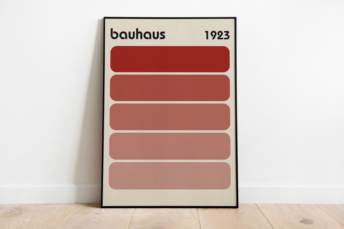Bauhaus 1923 Terracotta Gradient Bars Minimalist Abstract Art Poster - Image 2