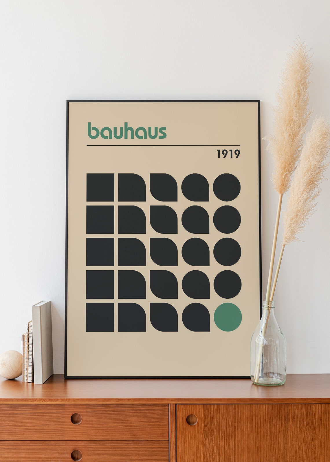 Bauhaus 1919 Geometric Grid Mid Century Modern Minimalist Art Poster - Image 3
