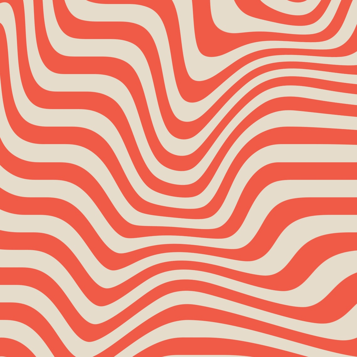 Bold Bauhaus Red Wavy Lines Mid Century Modern Abstract Poster - Image 2