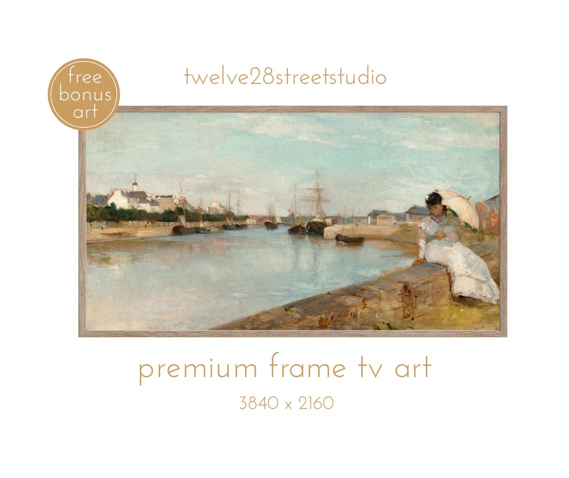 Berthe Morisot Harbor at Lorient Woman Parasol Quayside Art Print
