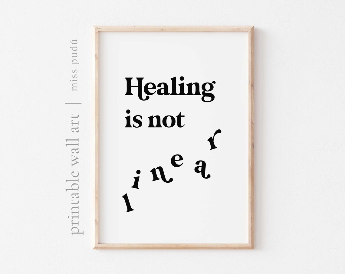 Healing Is Not Linear Mental Health Poster Playful Scattered Letter Design
