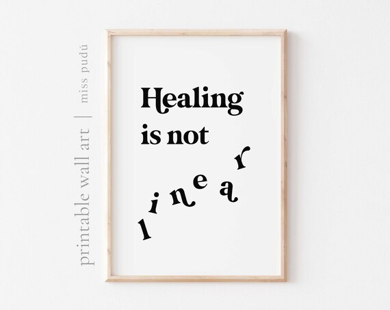 Healing Is Not Linear Mental Health Poster Playful Scattered Letter Design