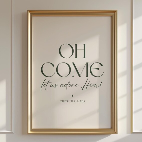 Oh Come Let Us Adore Him Christmas Carol Lyrics Elegant Minimal Holiday Print