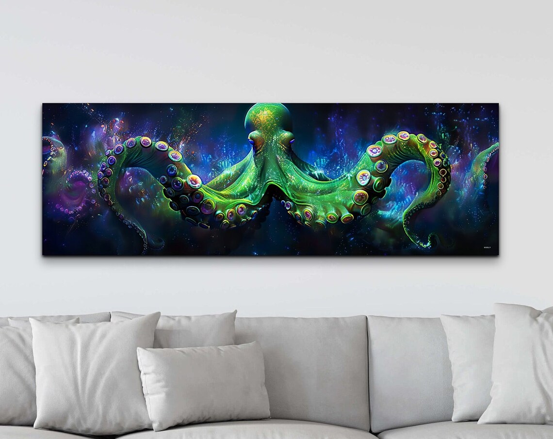 Luminescent Octopus Art Print, Contemporary Sea Life