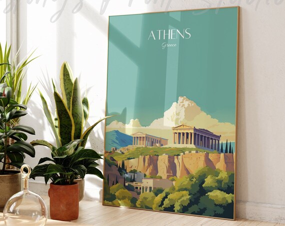Athens Greece Parthenon Acropolis Ancient Ruins Travel Poster
