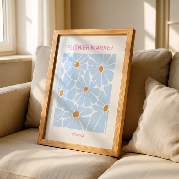 Flower Market Print Poster Botanical Wall Art Colourful Modern Floral Dopamine Decor Gift For Mum