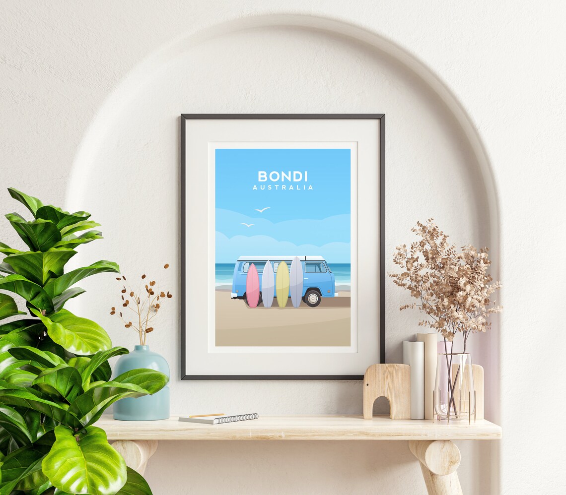 Bondi Beach Australia Travel Poster, Coastal Wall Art - Image 2