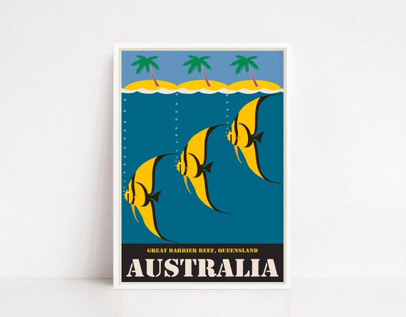 Australia Poster Australia Barrier Reef Poster Queensland Poster Beach Poster Tropical Poster Travel Poster