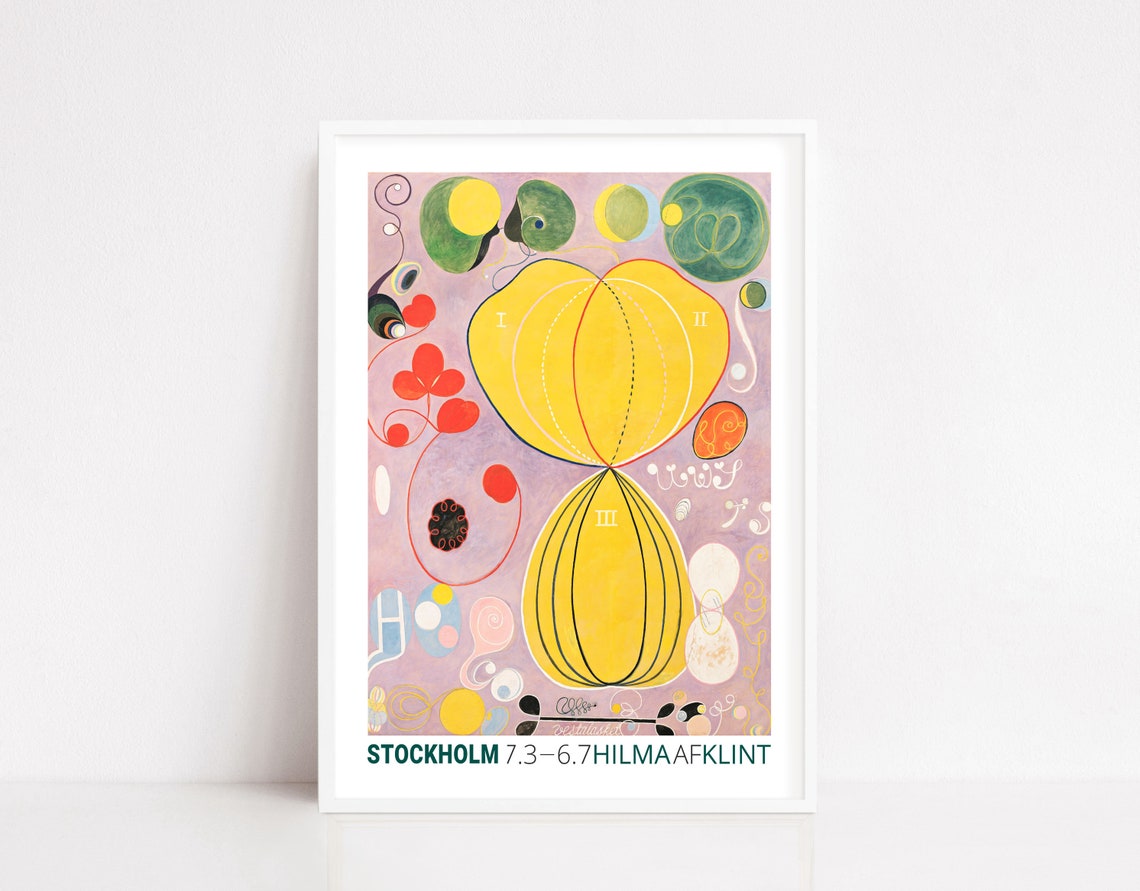 Hilma af Klint Yellow Twin Forms Pink Stockholm Exhibition Art Poster