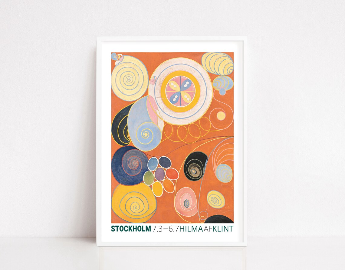 Hilma af Klint Orange Spiral Circles Stockholm Exhibition Art Poster