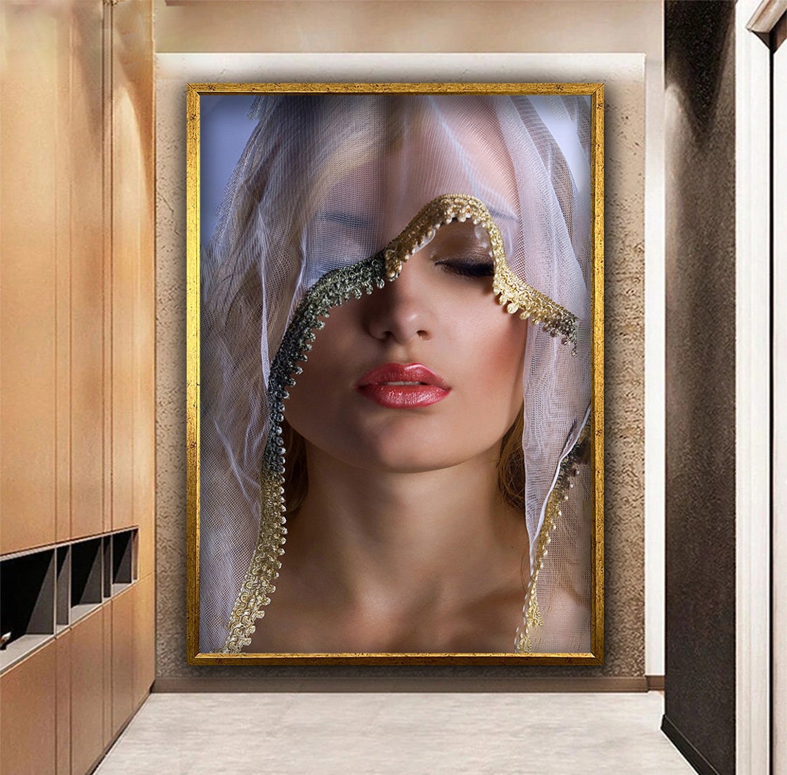 Blonde Woman Painting Woman With Makeup Blonde Girl Poster Beatiful Woman Wall Art Veiled Woman Wall Art
