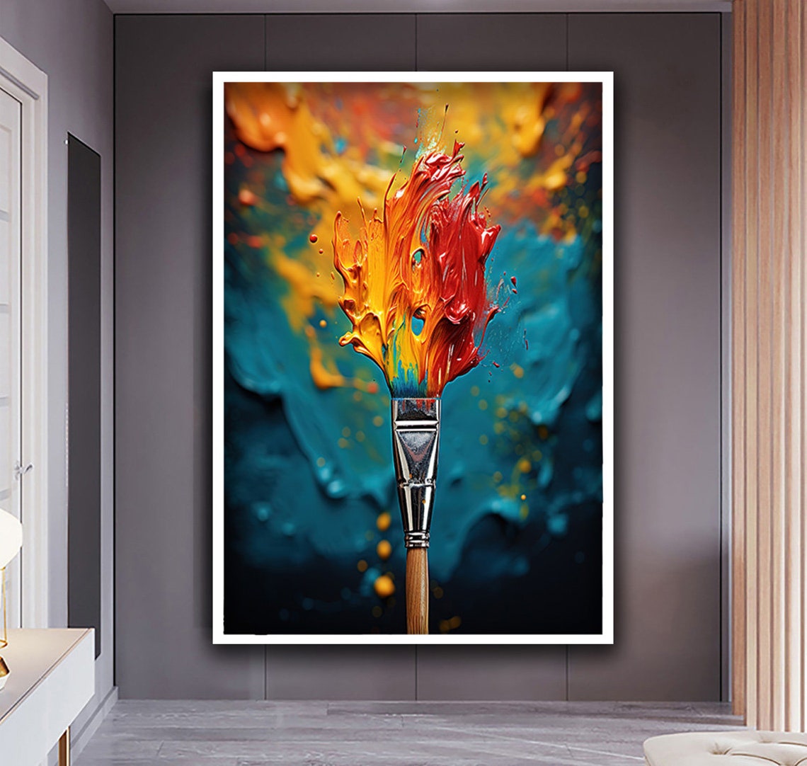 Paintbrush Exploding With Vibrant Paint Splash Abstract Art Poster - Image 2