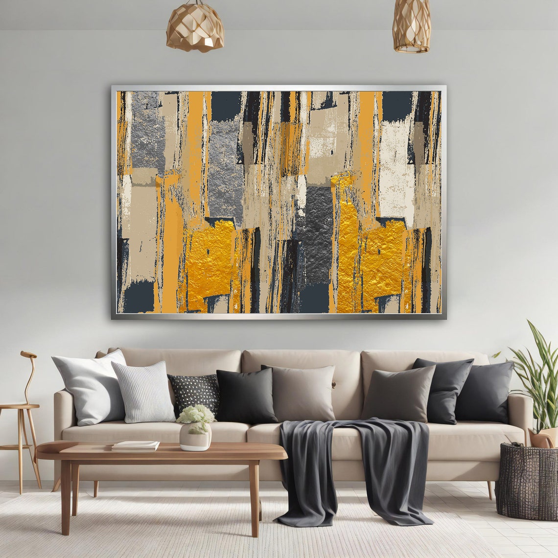 Black Gold Abstract Textured Stripes Modern Luxury Wall Art Print - Image 3
