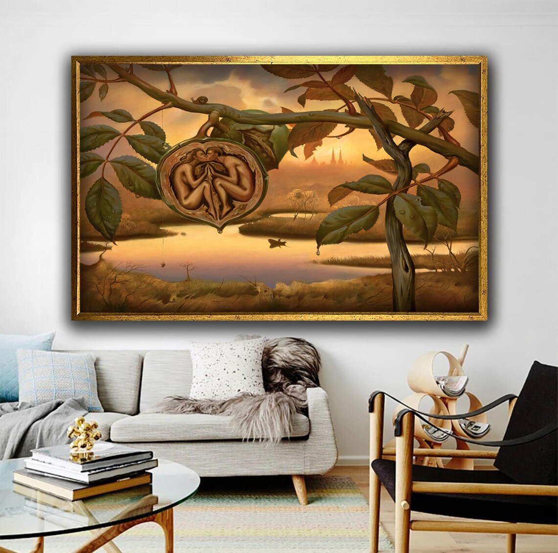 Vladimir Kush Walnut Of Eden Surreal Couple Golden Autumn Poster - Image 4
