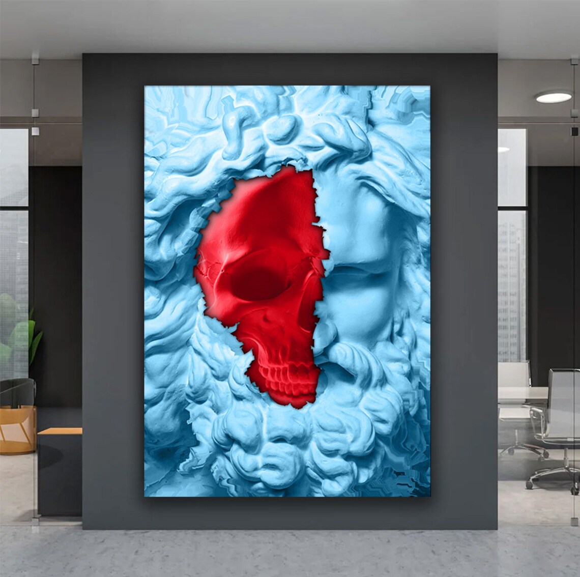 Zeus Statue Red Skull Torn Marble Greek Mythology Dark Art Poster - Image 3