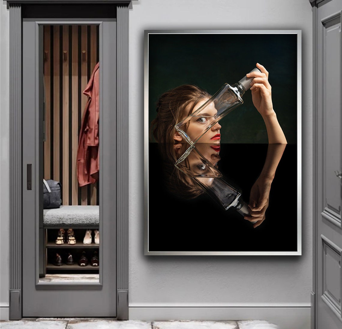 Woman Holding A Bottle Art Blonde Woman Print Woman Painting Woman Portrait Art Beatiful Girl Modern Art - Image 5