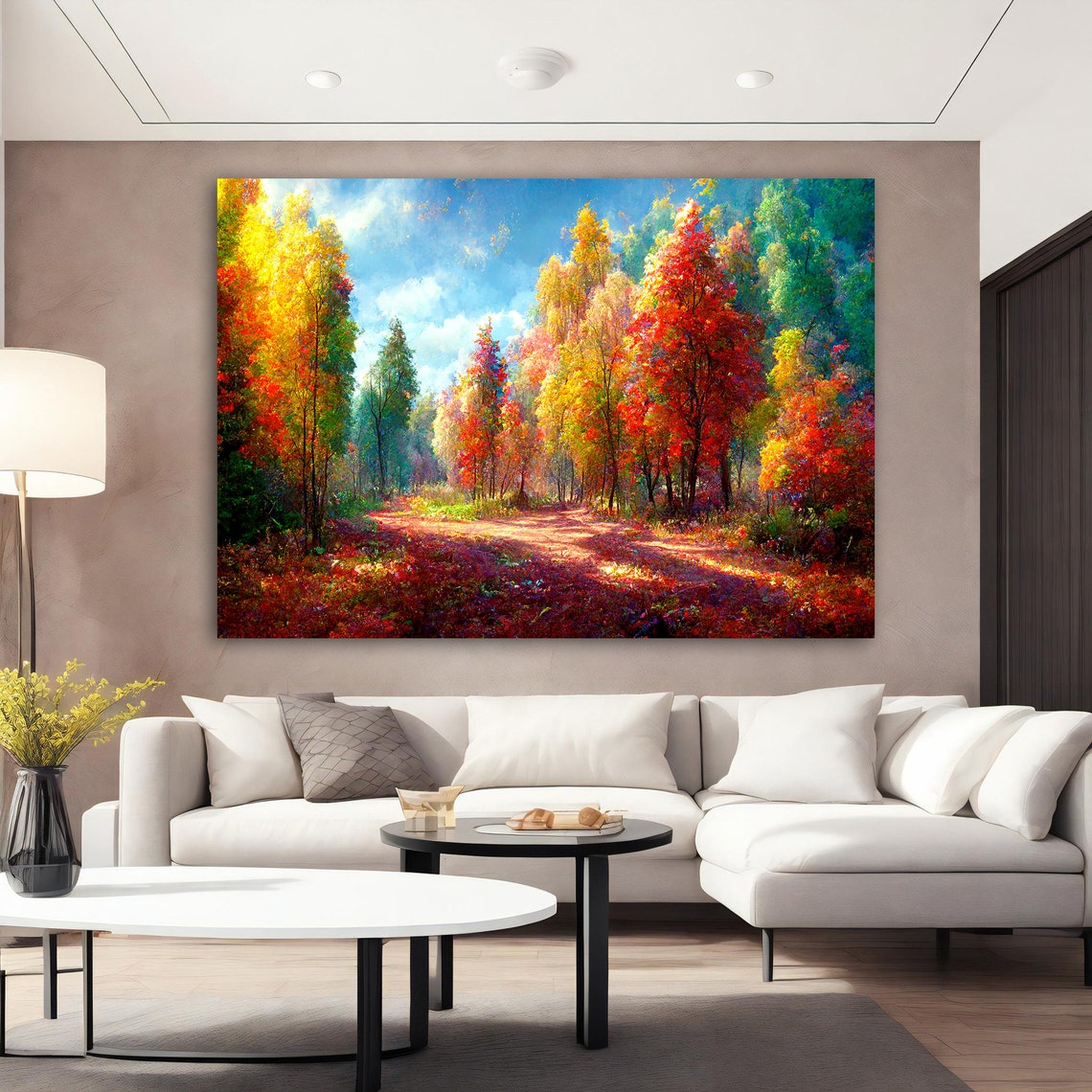 Autumn Forest Path Colorful Fall Trees Landscape Painting Poster - Image 3