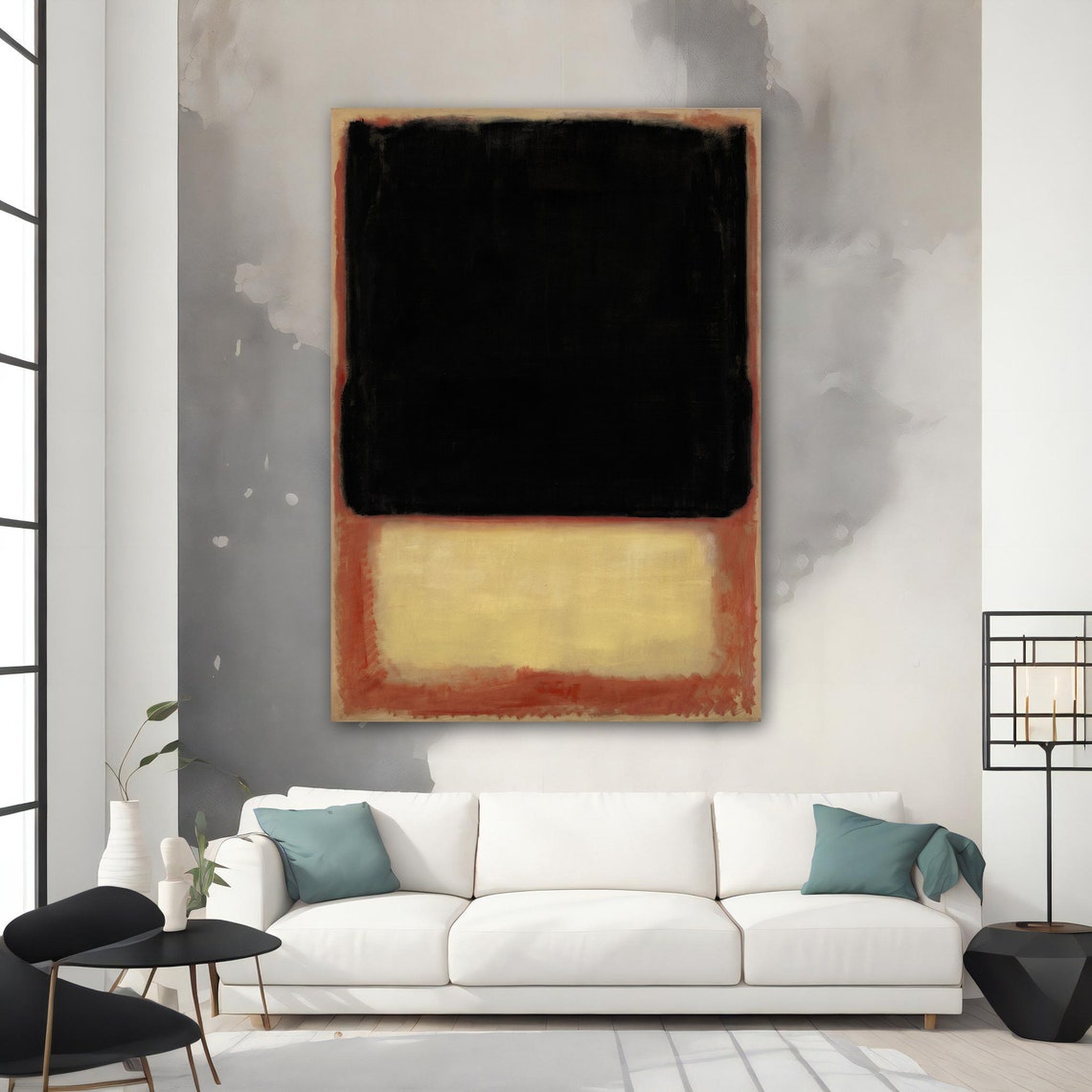 Rothko Style Black and Cream Color Field Abstract Art Poster - Image 2