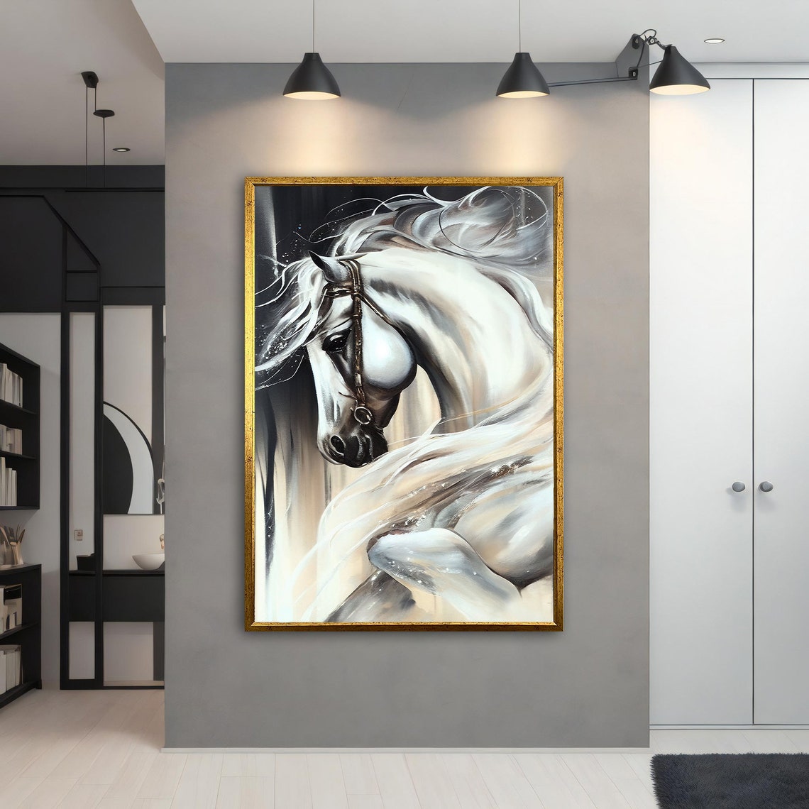 White Horse Painting White Horse Poster White Horse Wall Art White Horse Art Horse Lover Gift Animal - Image 2