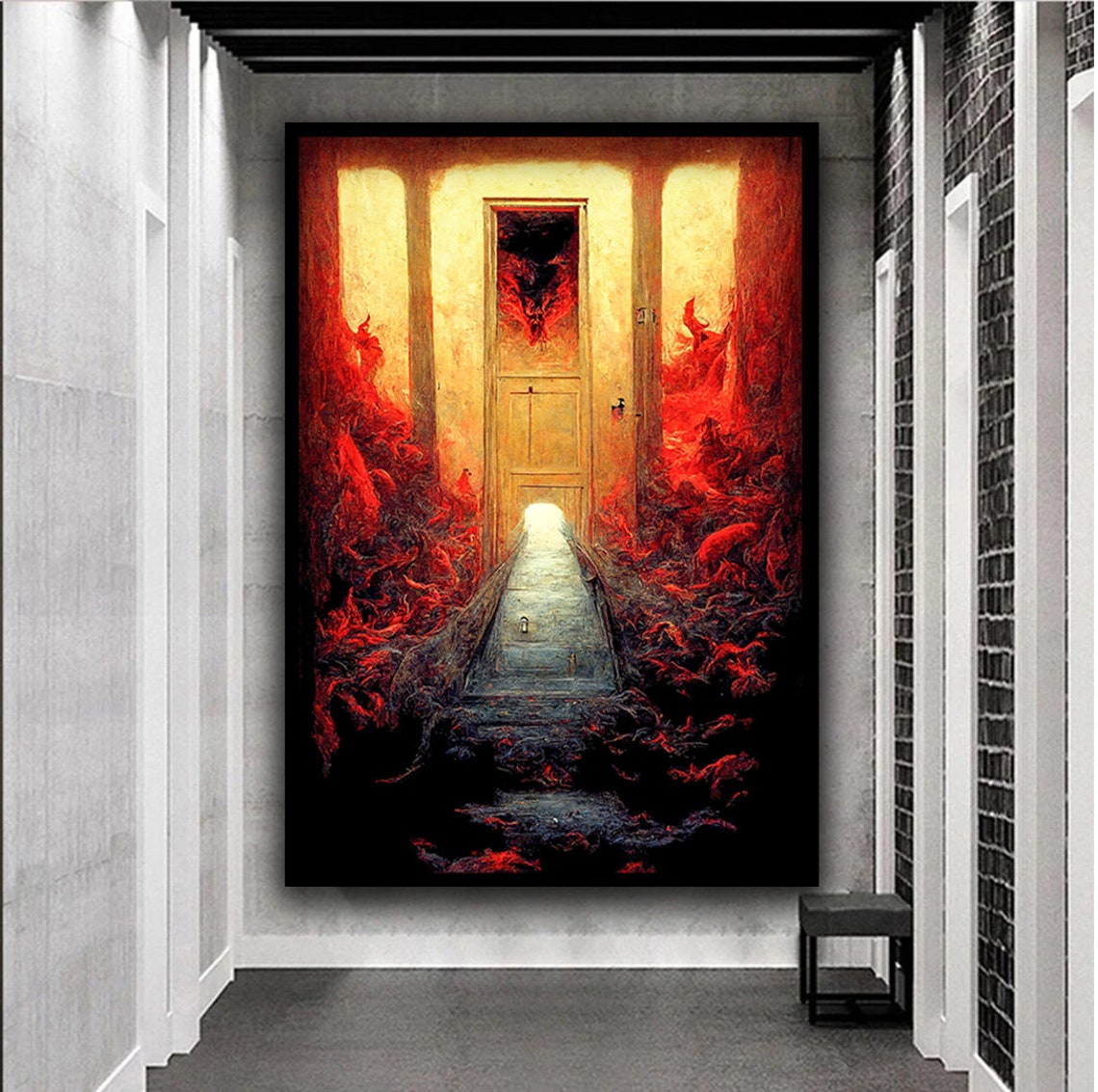 Hell Gates Fiery Doorway Dark Gothic Horror Flames Art Poster - Image 2