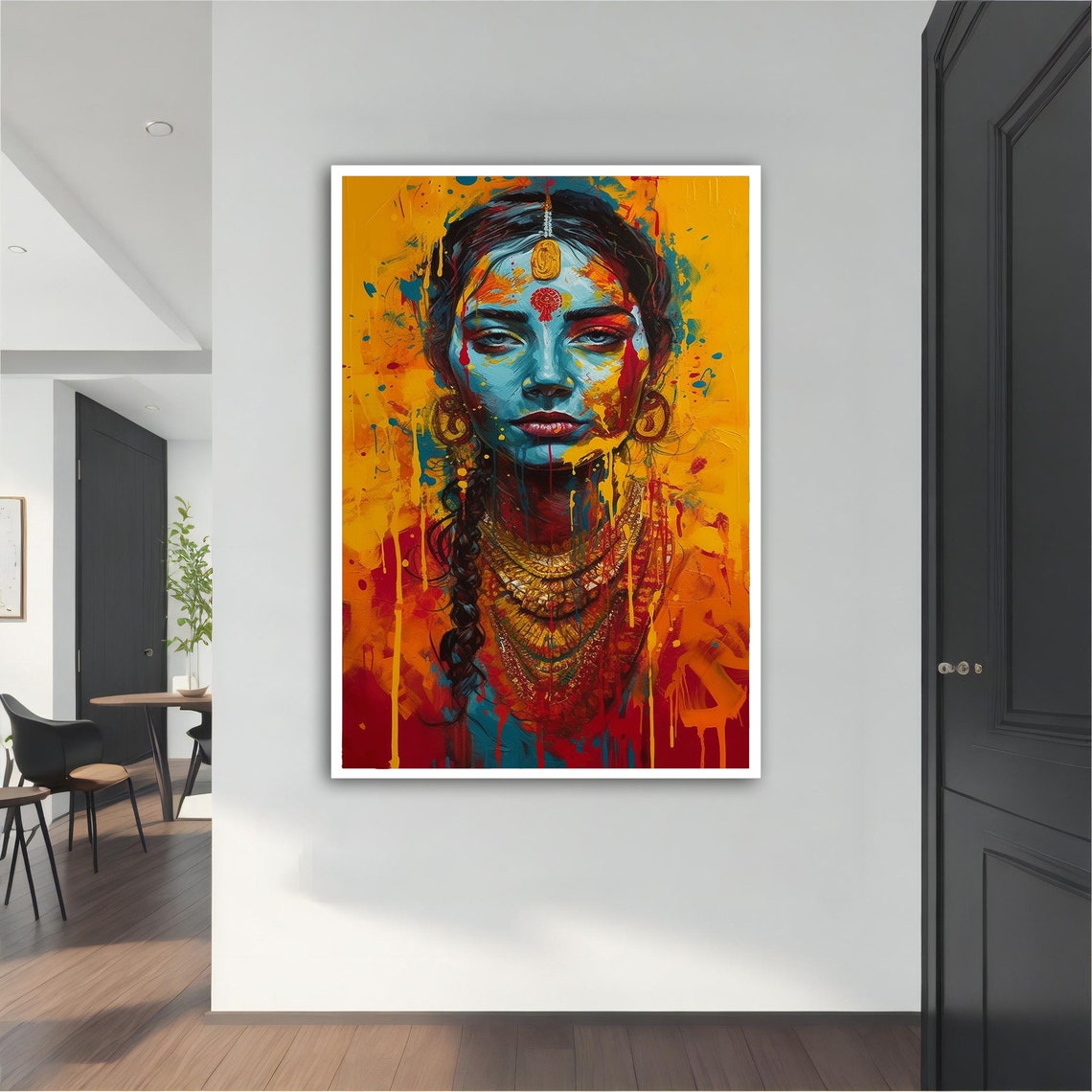Colurful Asian Woman Asian Woman Wall Art Asian Woman With Blue Face Painting Ethnic Woman Art Woman - Image 4