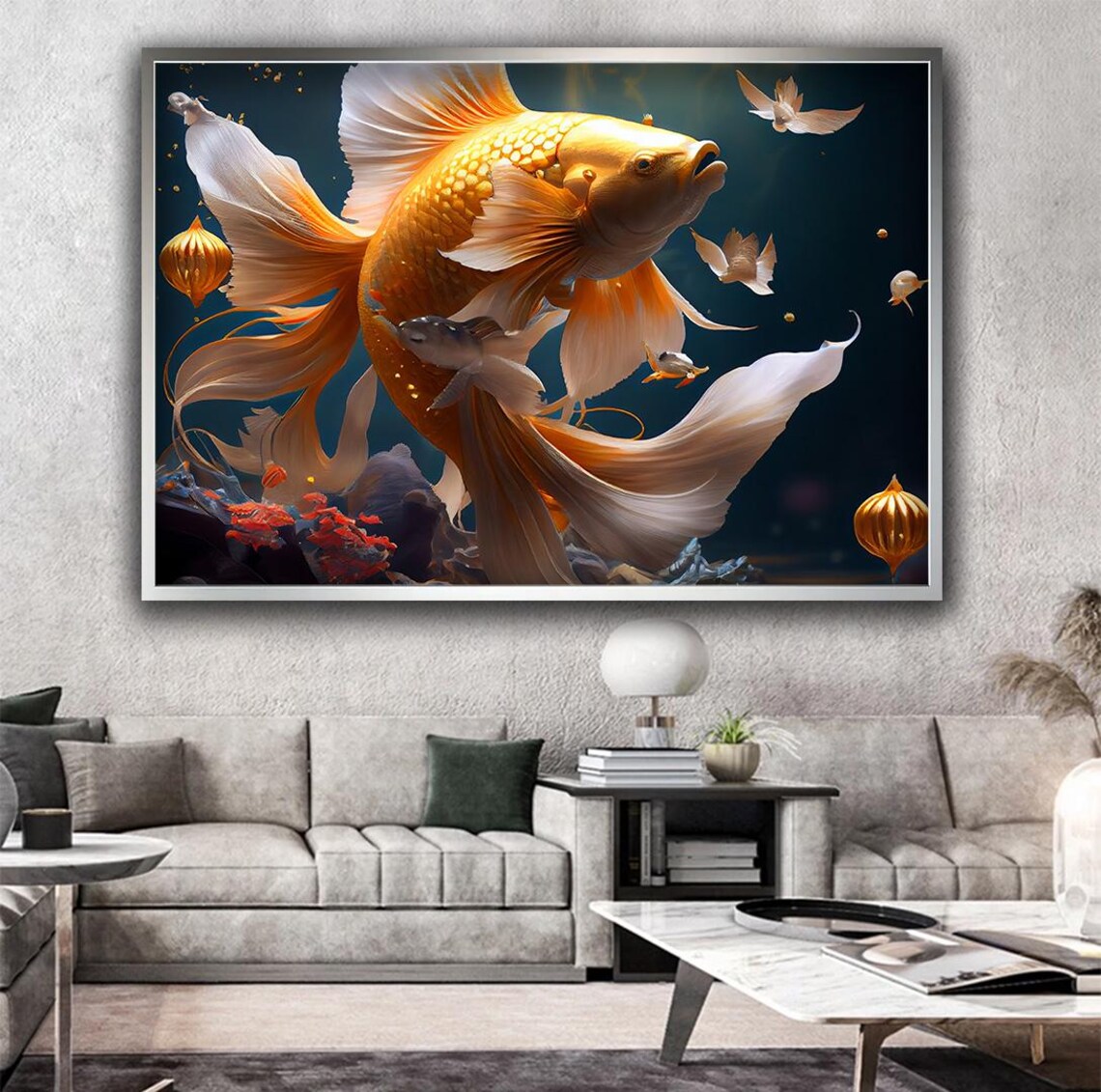 Goldfish Print Orange Goldfish Wall Art Aquarium Decor Ocean Theme Fish Home Decoration Unique Gift Idea For Fish Lovers - Image 3