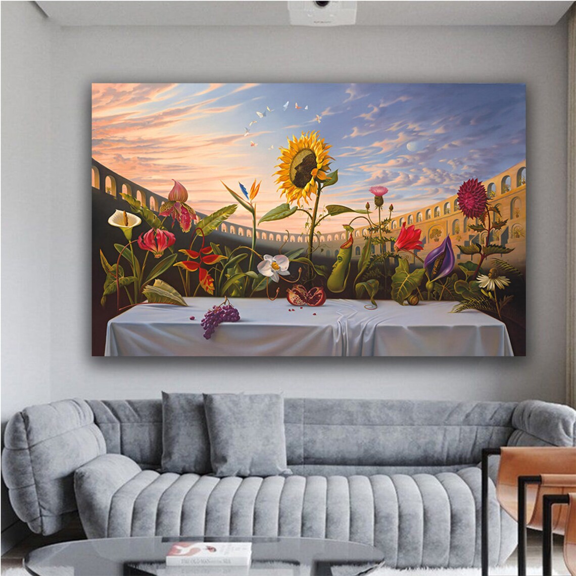 Vladimir Kush Flower Last Supper Surreal Giant Blossom Table Poster