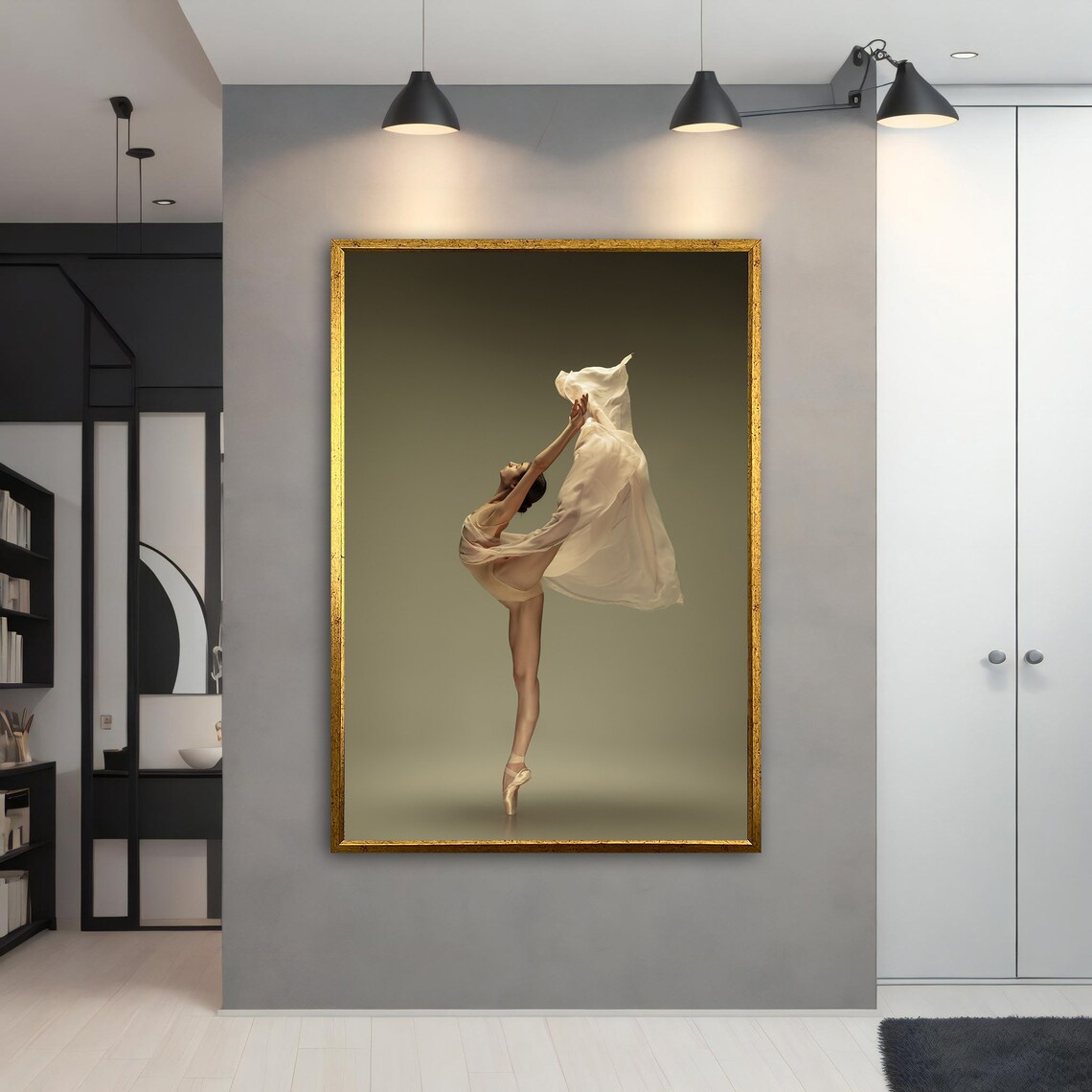 Elegant Ballerina Pointe Pose Flowing Silk Dress Studio Portrait Poster - Image 4