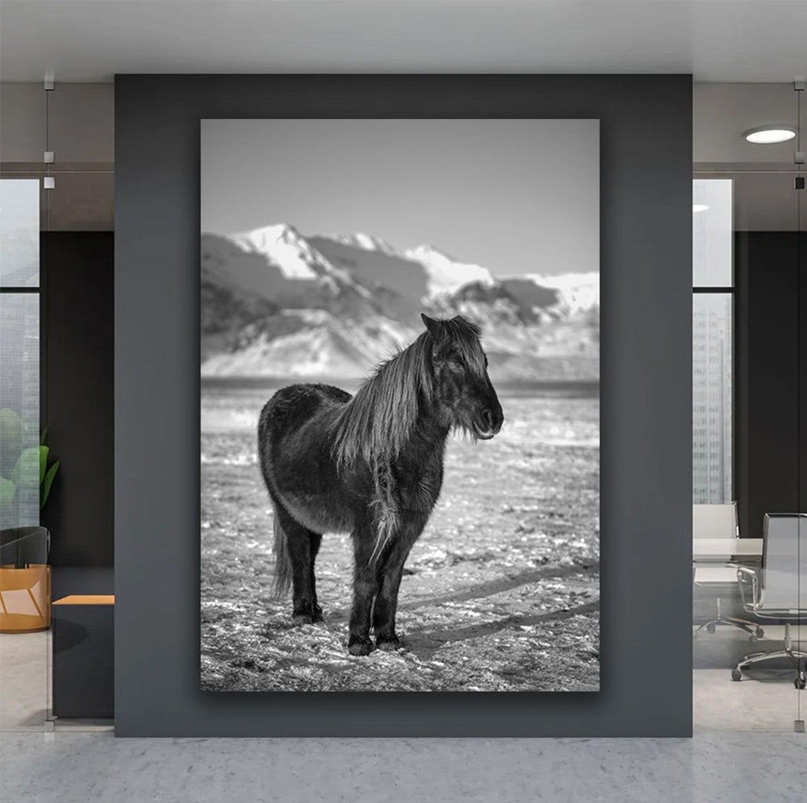 Black Horse Art Print Sable Island Horse Wall Art Wild Horse Art Horse Photo Wall Art Black And White Animal Wall Decor - Image 5