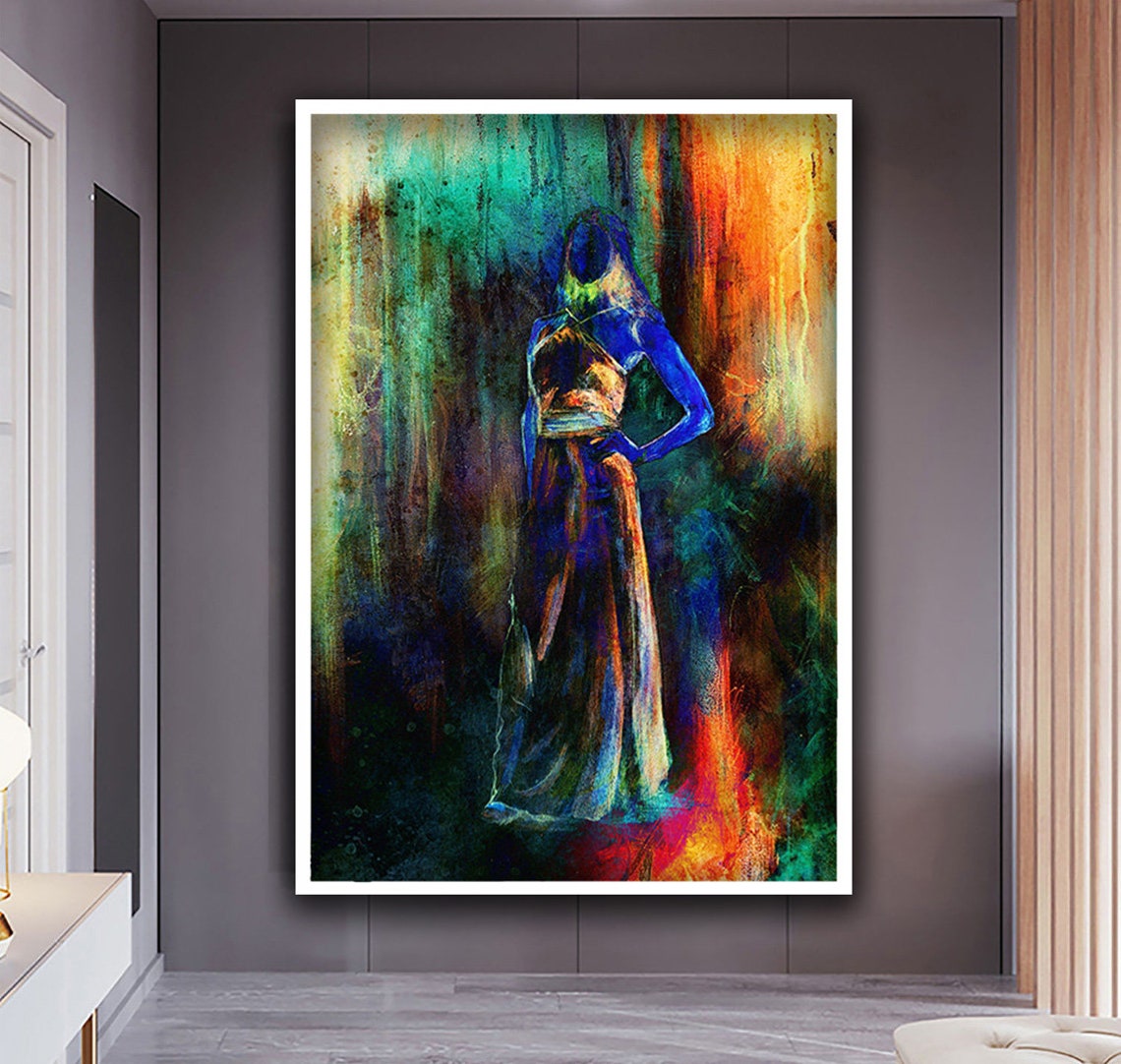 Sketch Of A Mystical Woman Art Colorful Woman Painting Surreal Woman Wall Art Female Painting Colorful Print - Image 4