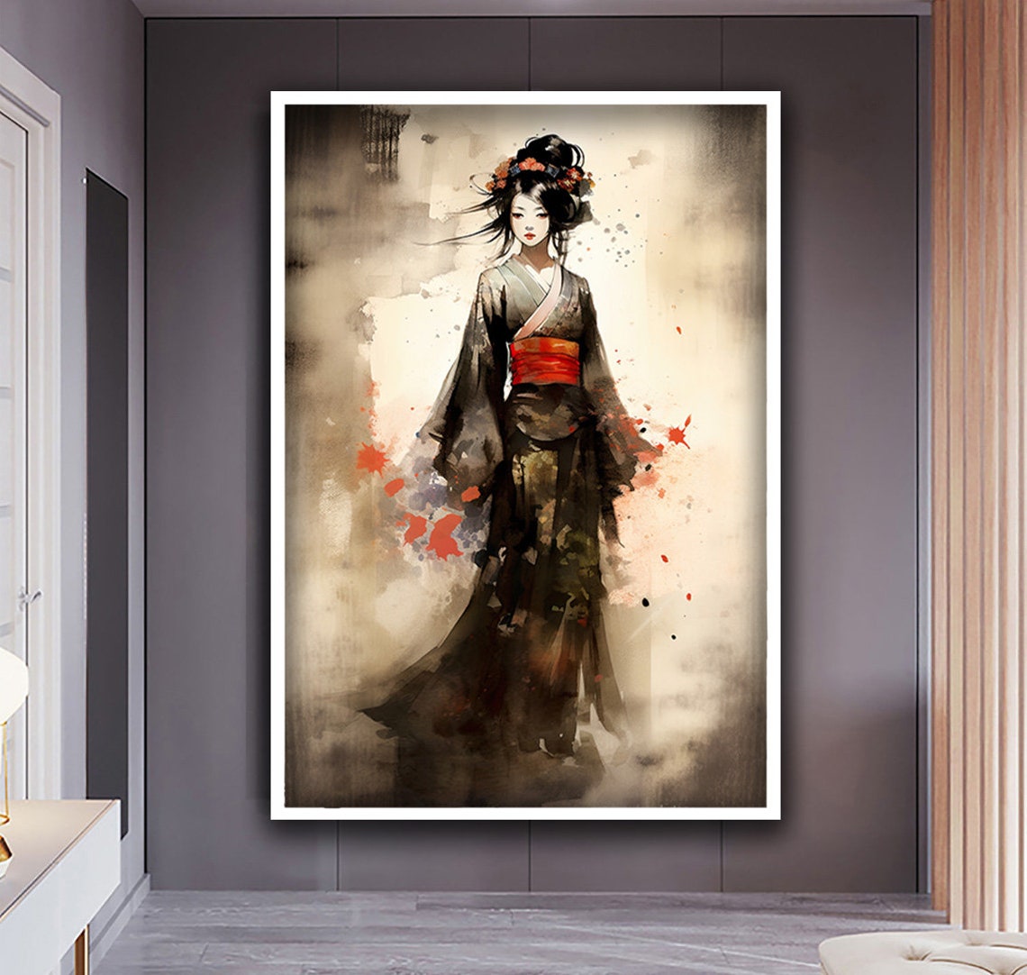 Japanese Woman Print Geisha Wall Art Japan Woman Wall Decor Japanese Style Painting Ethnic Woman Art Woman Art Print - Image 4