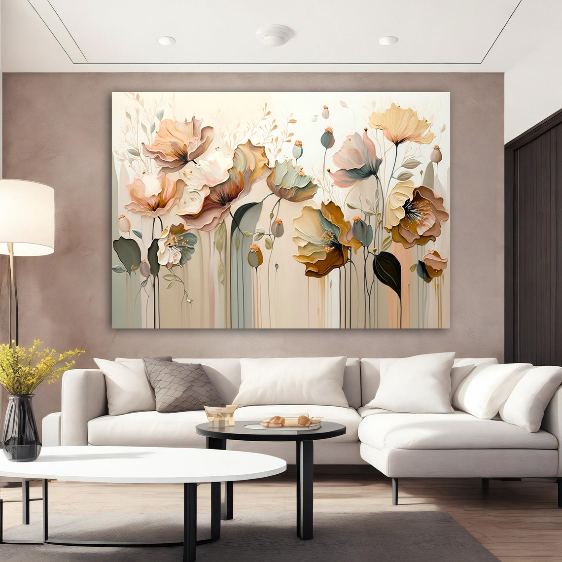 Soft Beige Poppy Flowers Airy Neutral Floral Meadow Art Poster - Image 3