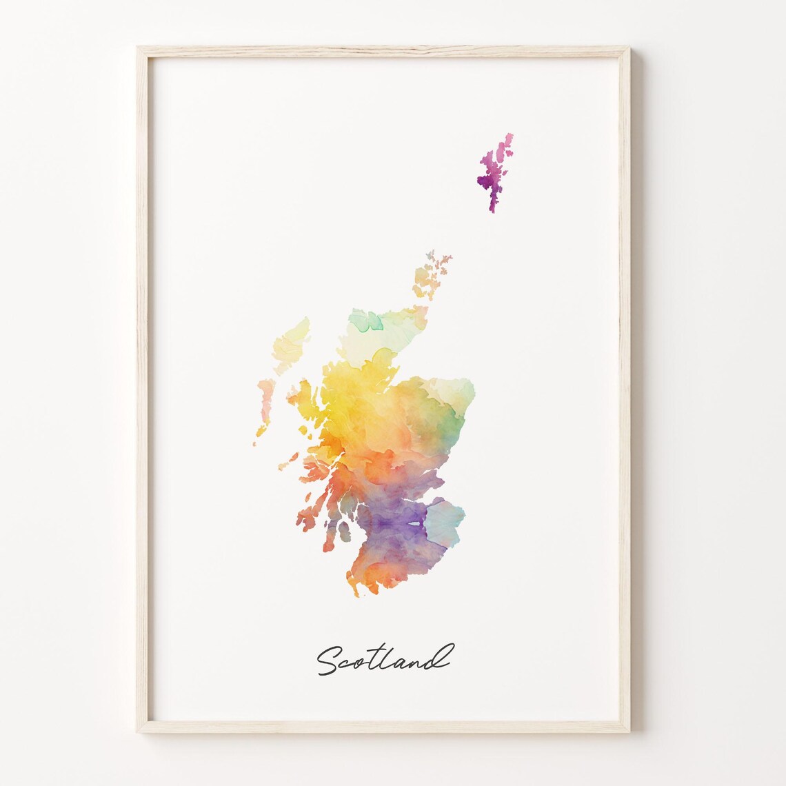 Scotland Watercolor Country Map Vibrant Travel Art Decor Poster