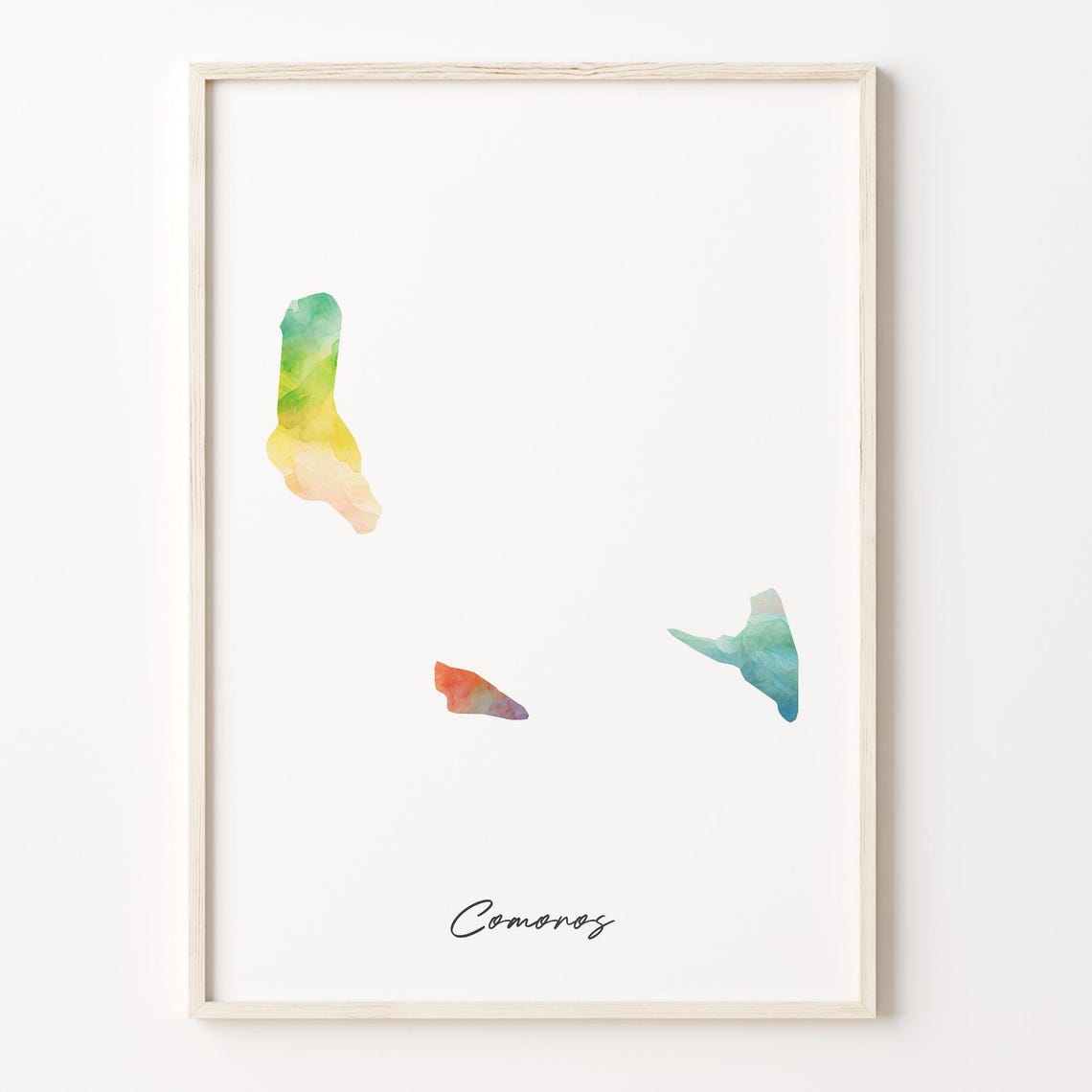 Comoros Watercolor Island Map Colorful African Archipelago Art Poster