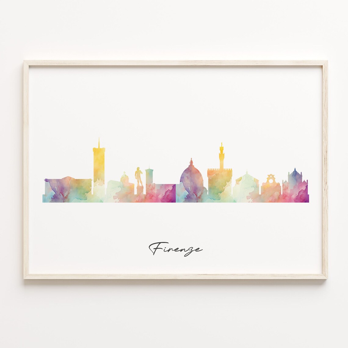Firenze Watercolor Skyline Cityscape Italy Travel Poster Gift